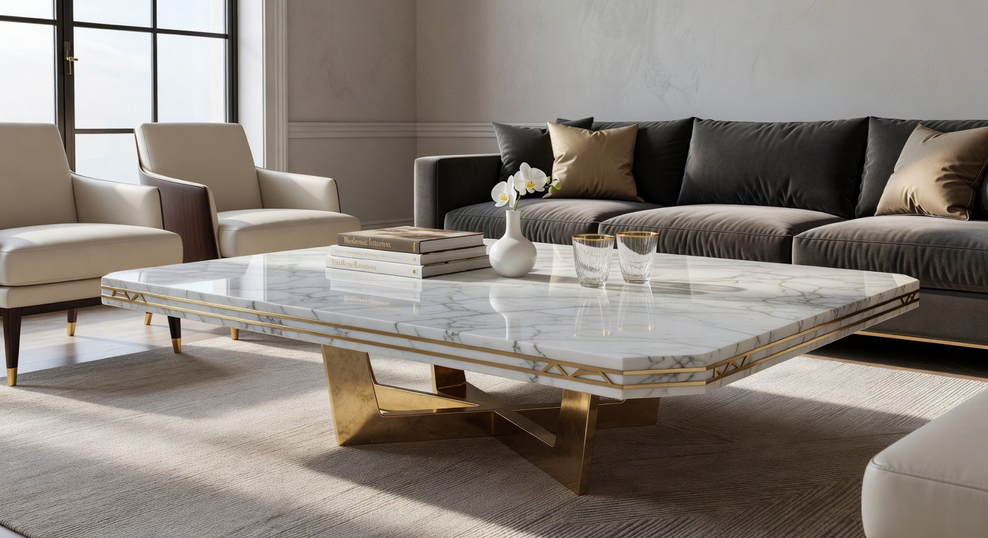 Mesa de mármol para sala de estar de lujo